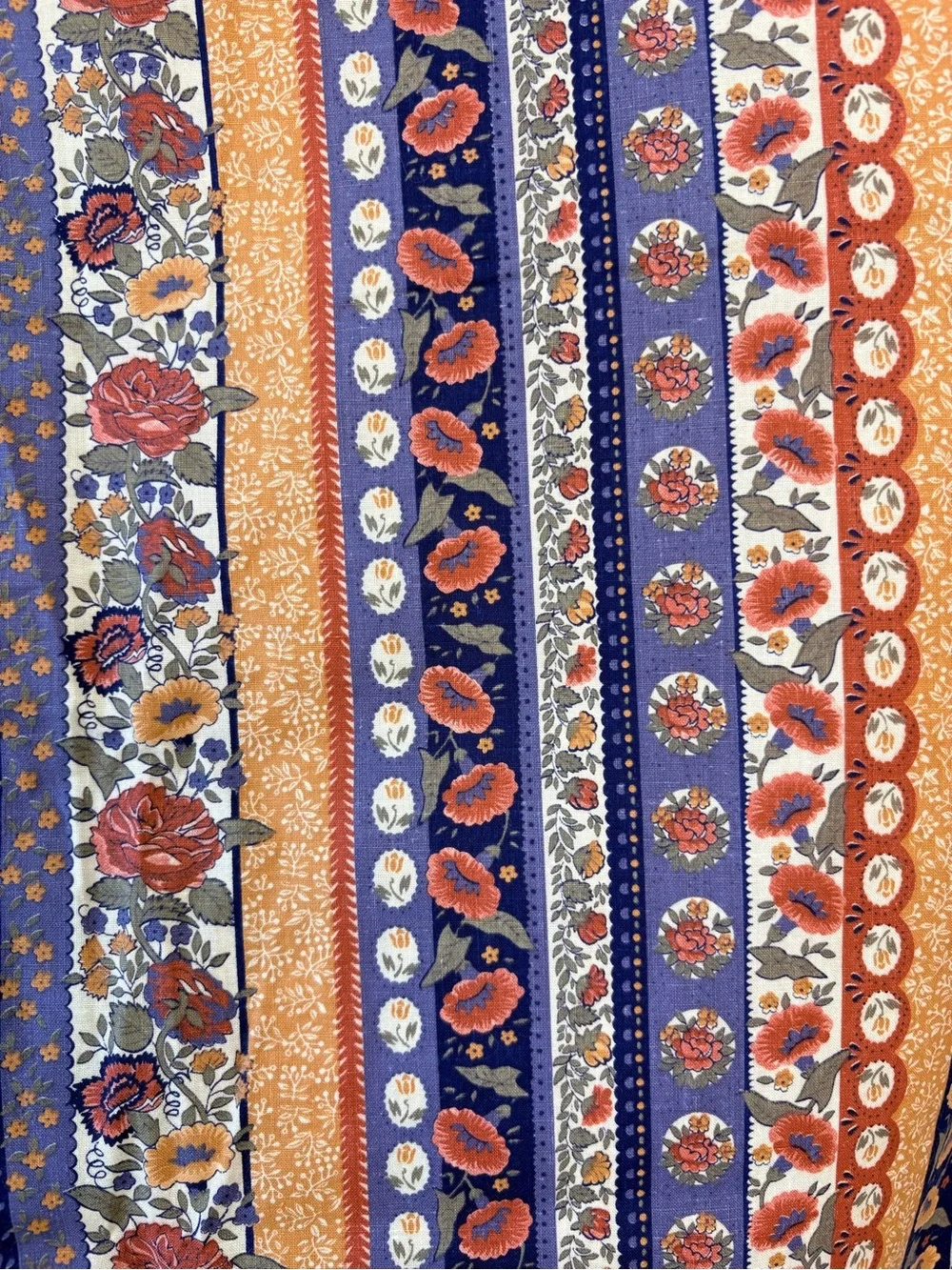 Vintage 70s Cranston VIP Print Works Floral Victorian Prairie Fabric~4 yards